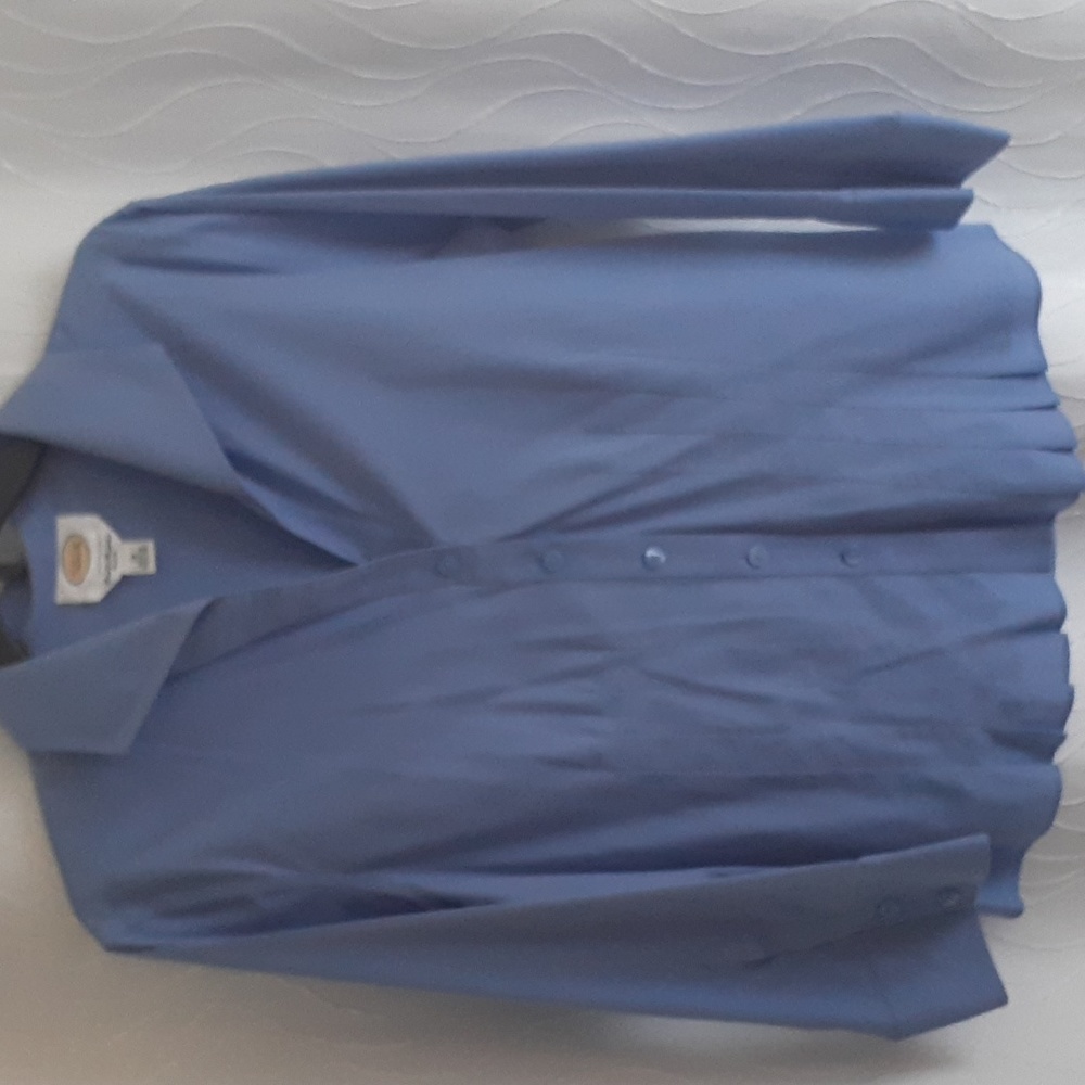 Talbots Wrinkle Resistant Stretch Button Top Women sz 12 Blue Periwinkle